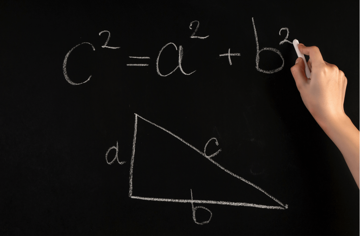 Chat GPT and Education: A KRN Board Member's Perspective. Pythagorean theorem on blackboard.